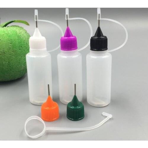 Wholesale 20ml Empty Soft Plastic Dropper bottle with colorful Screw Metal Needle cap for E liquid