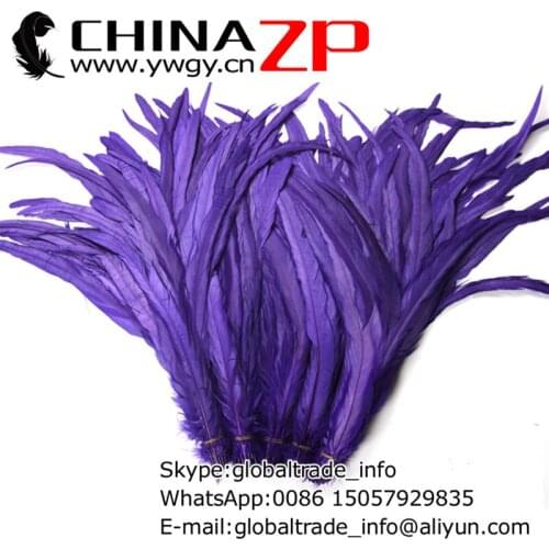 Wholesale in CHINAZP Factory 100pieces/lot Size from 12inch to 14inch (30-35cm) Fully Dyed Royal Purple Rooster Tail Feathers