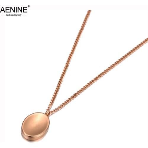 AENINE Titanium Stainless Steel Geometry Oval Charm Necklaces Jewelry Trendy Pendant Chain Necklace For Women Цепочка AN20037