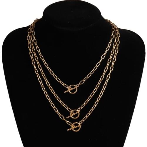 Punk Stainless Steel Necklace for Men Women Curb Cuban Link Chain Chokers Vintage gold silver color necklace Metal Simple chain
