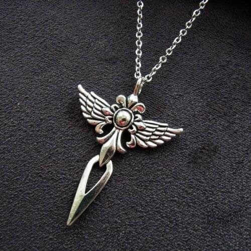 1pcs Antique Silver Plated Angel Wings Cross Pendant Retro Necklace Accessories Jewelry for Women Gifts
