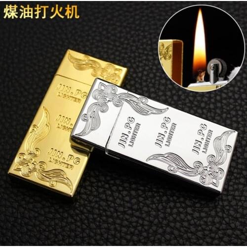 Luxury Ultrathin riches honour flowers Embossed Kerosene gasoline petroleum oil Cigarette lighter men women Fashion Smokinggift