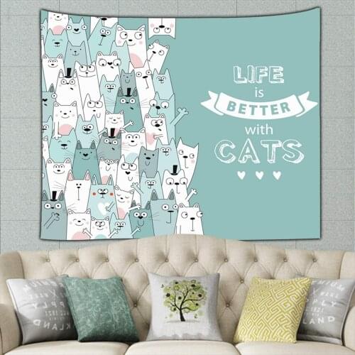 Hat Cats Cartoon Funny Animals Cat Custom Bedding Tapestry Colourful