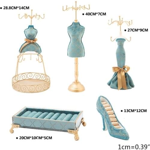 Jewellery Display Stand Princess Dress Necklace Jewellery Stand Holder Lady Model Dress High-Heeled Shoes Earring Ring U90F