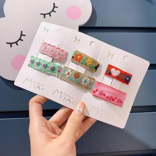 Baby Girls Flowers Embroidery Hair Pins Kids Hair Pins Hair Clips For Toddlers Kids Birthday Party Show Hair Styling Tools 2pcs