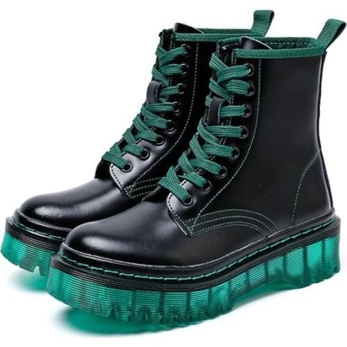 Women Boots Size 34-40 Motorcycle Boots For Women Autumn 2021 Fashion Round Toe Lace-up Combat Boots Ladies Shoes