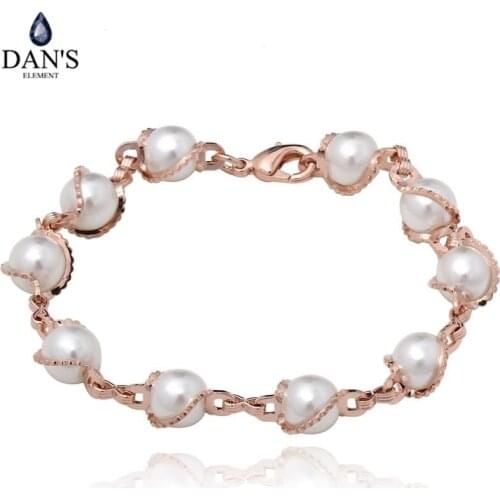 DANS 2017 New Sale Dans Element Bracelet for women Genuine Austria Crystal Fashion simulated-pearl Bracelet #RG30609