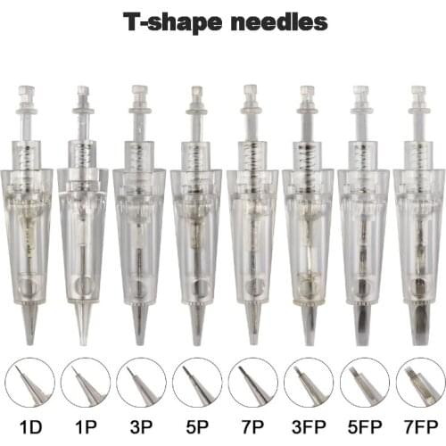 10/50pcs Disaposable microblading T shape tattoo needles 1R/3R/5R/3F/5F/7F pmu cartridge needle for micropigmentation machine