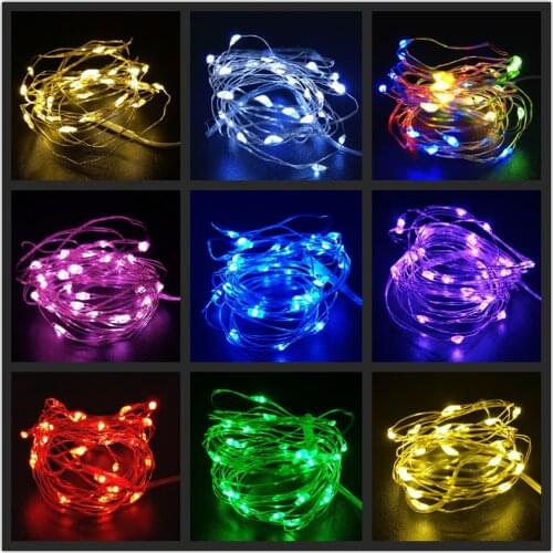 20pcs Silver Wire LED String Lights Christmas Tree Decor Garland Fairy Lights for Home Outdoor Xmas Noel Natal DIY Wedding Decor
