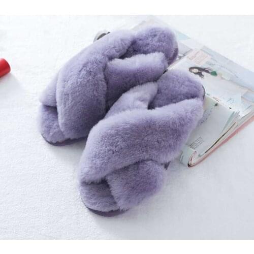 2021 Fashion Female Winter Slippers Women Warm Indoor Slippers Soft Wool Lady Home Shoes 100% Natural Sheepskin Fur Slippers