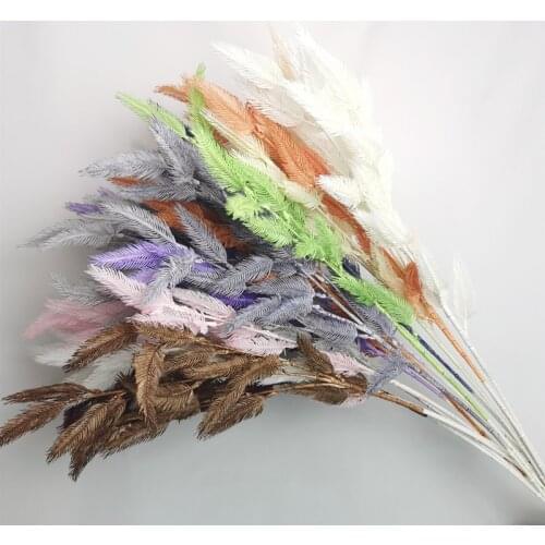 5pcs/lot Artificial Feather Maple 3 Fork Plastic Fake Flower for Wedding Flower Arrangement Hotel Meichen Home Decorative Plants