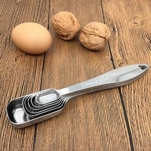 6pcs 0.6 to 15ml Measuring Spoons Sliver Stainless Steel Kitchen Measure Tool Food Baking Gadget 3