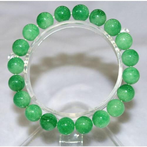 8mm NATURE BEAUTIFUL GREEN JADE JADEITE BRACELET GREEN HAND CATENARY 7.5" AAA