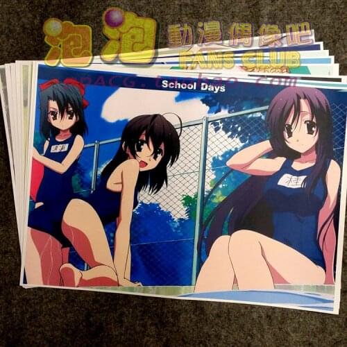 8Pcs Anime School Days Picture Posters Figures Poster 42x29cm Toys for Wall Home Decoration Kids Adult Gift
