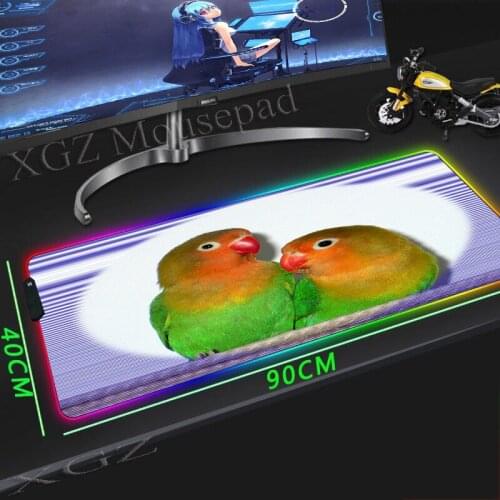 XGZ Large Anime RGB Mouse Pad Pet Parrot Black Precision Lock Edge Computer Desk Mat Rubber Stripe Non-slip Carpet Xxl