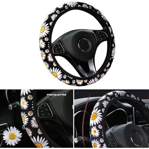 Car Auto Flower Style Steering Wheel Cover Vehicle Universal Anti Slip Knitted Steering Handle Cover Car Styling Interior Parts