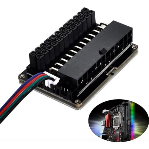 Chenyang ATX 24Pin Female to 24pin Male 90 Degree Power Adapter Mainboard Motherboard With RGB Led for Desktops PC Supply