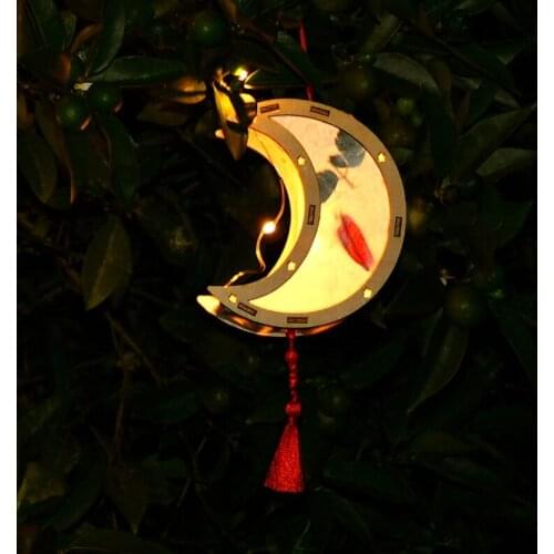 Wooden Portable Lantern with Light Lamp for Chinese New Year Spring Festival Mid-Autumn Party Celebration Home