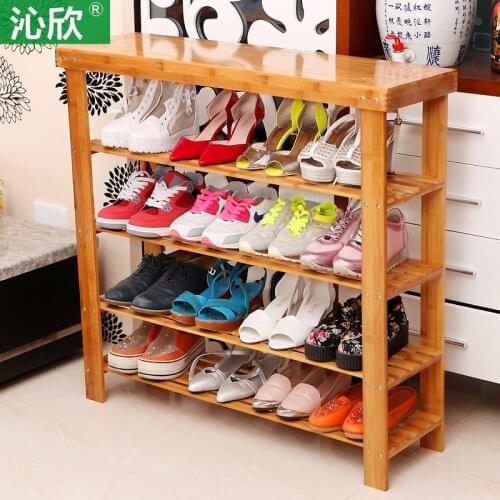Cheap phone bamboo shelf shelf shoe rack simple modern wood dust floor home wearing his shoes Gordon