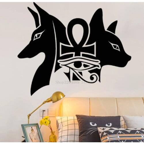 Egyptian Gods Anubis Bastet Eye Of Horus Wall Stickers Vinyl Creative Ancient Living Room Bedroom Home Decal Art Poster CN271
