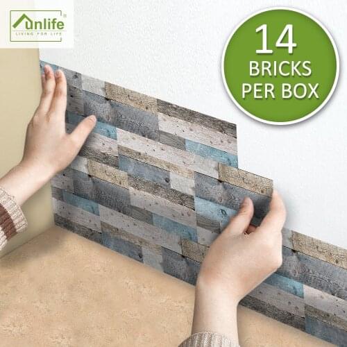 Funlife® AMERICAN STYLE™ 14pcs Artificial Coloring Wood Backsplash Tile Stickers Floor Waterproof PVC Bathroom kitchen decals