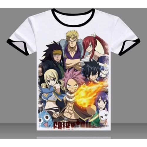 Fairy Tail T-shirt Anime Lucy Heartfilia Natsu Cosplay Short Sleeve T Shirts Tops Unisex Tees