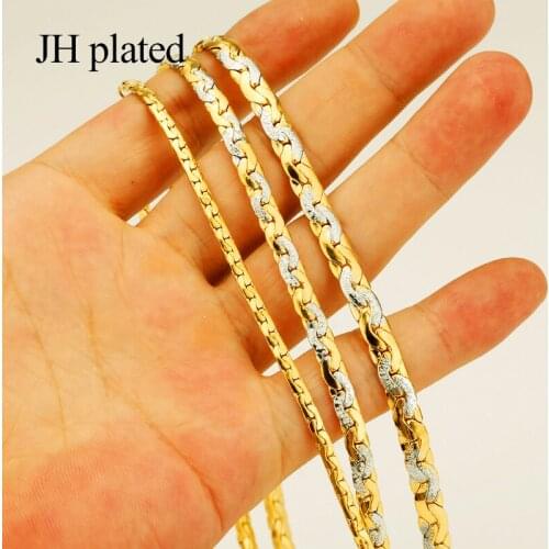JHplated 4mm/5mm/6mm necklace for women / men golden Dubai women chain African Jewelry Arabia / Ethiopia / Cuba