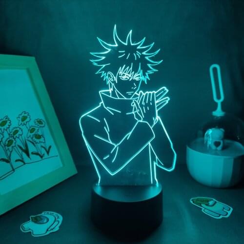 Jujutsu Kaisen Anime Figure Megumi Fushiguro 3D LED Lamp RGB Neon Night Lights Bedroom Table Desk Decoration Manga Birthday Gift