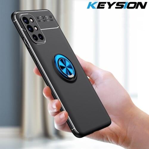 KEYSION Shockproof Case for OnePlus 9R 9 Pro 5G Soft Silicone Magnetic Ring Stand Phone Back Cover for Oneplus 9R One Plus 1+9r