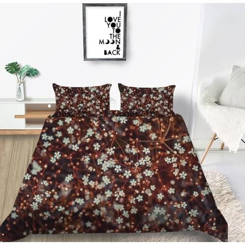 Blue Wildflower Bedding Set Vintage Beautiful 3D Girls Duvet Cover Queen King Twin Full Single Double Comfortable Bed Set