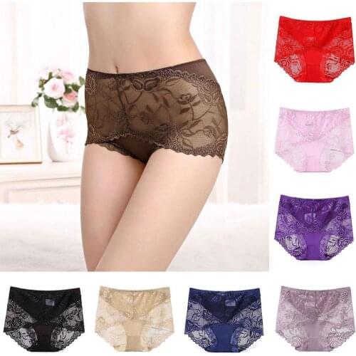 Ice Silk Transparent Large Size Satin Briefs High Waist Size Women Big Underwear Female Intimates Panties Plus L XL XXL Lac R2G2