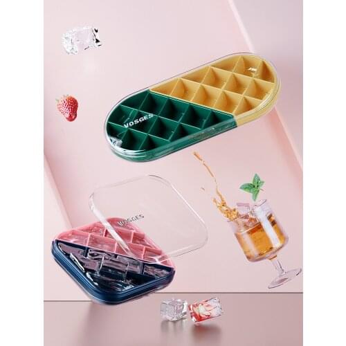 Fashion Grids Silicone Ice Tray Molds With Lid Square Shape Ice Maker Fruit Popsicle Ice Cream Mold For Wine Bar Whiskey