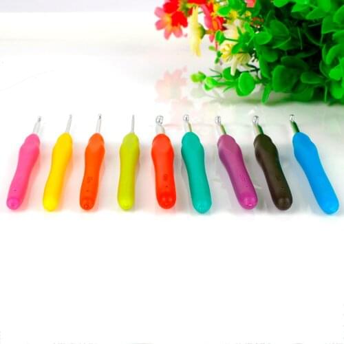 9pcs 0.3mm-1.75mm Crochet Hook Set Aluminum Ergonomic Crochet Needles with Colorful Soft Rubber Grip Cushioned Handles Needles