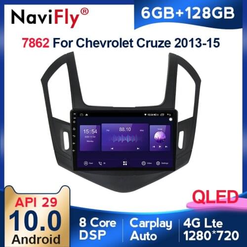 NaviFly 6GB+128GB 8 Core Carplay QLED 1280*720 Android 10.0 Radio GPS Car Muletimedia Player For Chevrolet Cruze J300 J308 2012