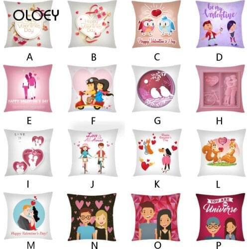 Love of Couples Printed Polyester Pillowcases Home Bedroom Hotel Car Seat Decoration Pillowcase Soft and Comfortable 45x45cm