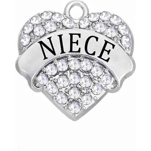 Heart Shape Message Pendant Crystal Niece Charm