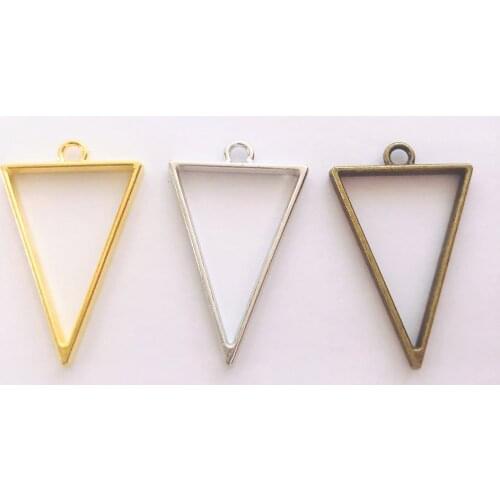 10Pcs Metal Triangle Geometric Hollow Frame Pendant Charm UV Epoxy Resin Craft Bezel For DIY Jewelry Making Accessories