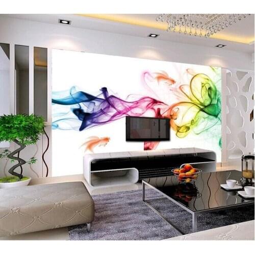 Simple Modern 8d Wallpaper Abstract Watercolor Gold Fish Three-dimensional Mural Living room TV Background Wall Art Smoke room