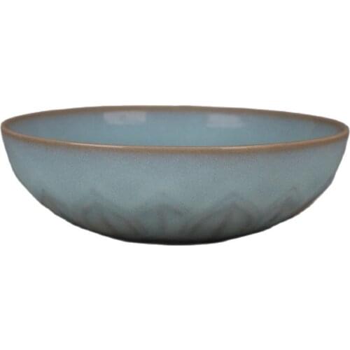 Early collection of antique Song Dynasty Ru kiln sky celadon glaze lotus bowl with nails