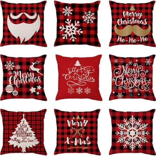 Santa Christmas Pillowcase 18inch Flax Christmas Decoration Cover Cushion Christmas Tree Elk Pillowcase Holiday Decoration Gift