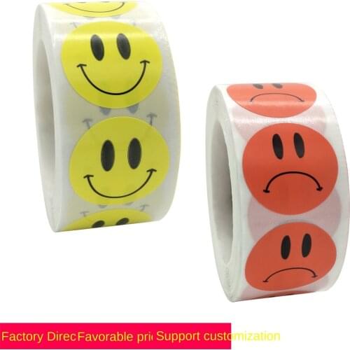 Smiling face sad roll up self adhesive teacher childrens special decorative cartoon sticker