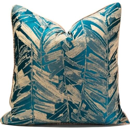 Leaf Print Blue Pillowcase Polyester Satin Sofa Cover Home Decor Cushion Cover Fashion 30*50cm/45*45cm/50*50cm