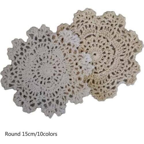 Vintage cotton placemat cup coaster mug kitchen Christmas dining table place mat cloth lace Crochet tea coffee doily drink pad
