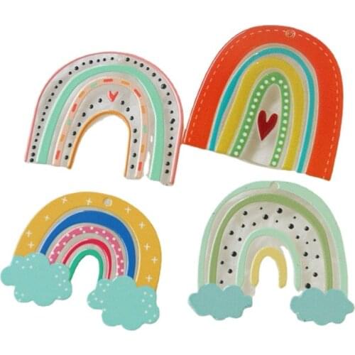 DIY Jewelry Findings Summer Colorful Rainbow Cloud Resin Necklace Pendants Ornament Accessories Acetic Acid Charms 30pcs 36*31mm