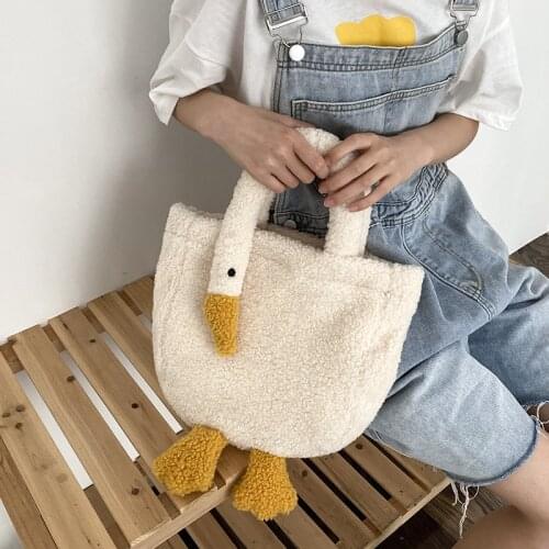 Imitation lamb hair velvet handbag female cute plush shoulder bag adjustable messenger bags 01-SB-kamrst