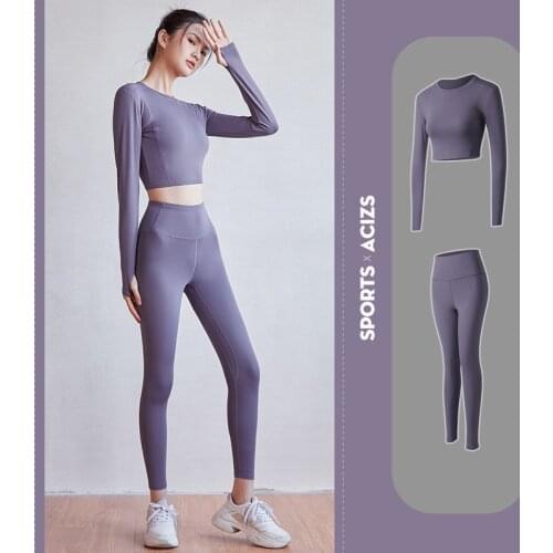 Women Fitness Sport Yoga Suit Seamless Women Yoga Sets Long Sleeve Yoga Clothing Female Sport Gym Suits Wear Running Clothes