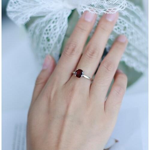 Gems Ballet Fashion 2.36Ct Natural Red Garnet Engagement Promise Ring 925 Sterling Silver Round Ring For Women Fine Jewelry