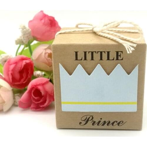 10/25/50pcs Kraft Paper Square Little Prince Boy Baby Shower Candy Box Childrens Day Birthday Party Favor Box
