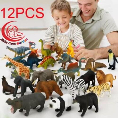 12pcs/Mini Animal Model Simulation Dinosaurs Marine Animals Wildlife Model Animals World Model Educational Toys For BOY Children