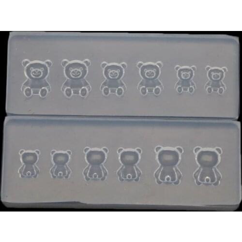 2Pcs Cute Mini Bear Nail Art Silicone Mold Kit Nail Carving Mold Nail Carving Mold Nail Art Templates Maincure Tools